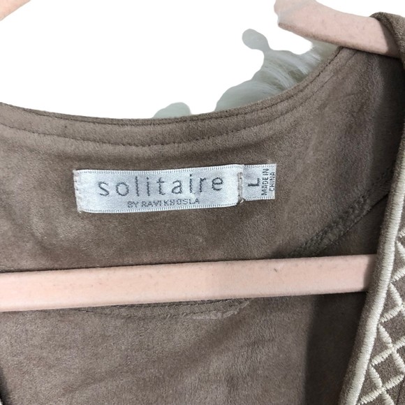 Solitaire Super Soft, Lightweight Faux Suede Fringe Vest, Boho, Western, Rodeo L - Picture 6 of 8